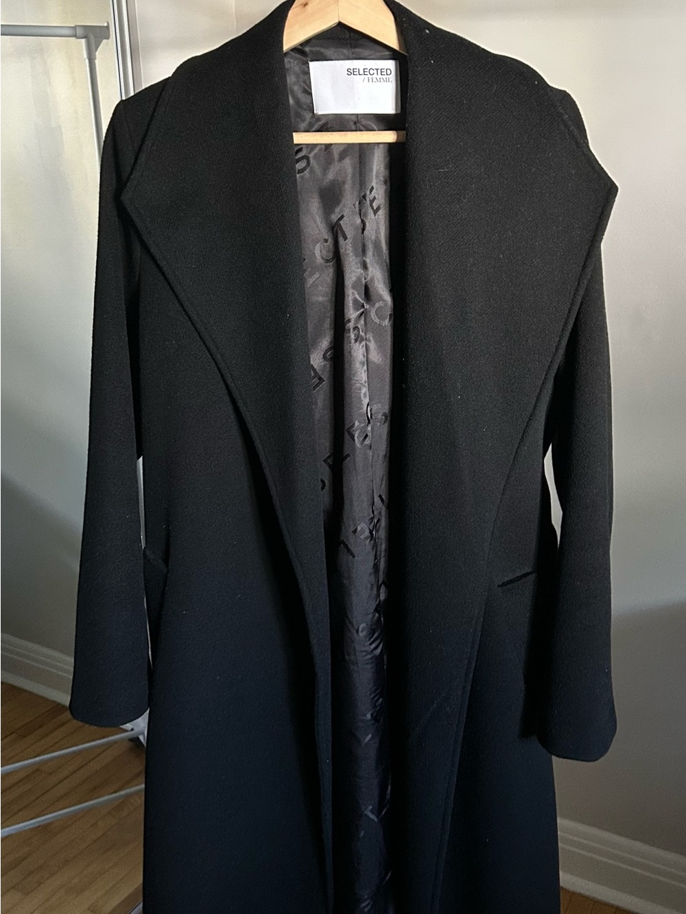 Selected Femme Black Long Trench Coat